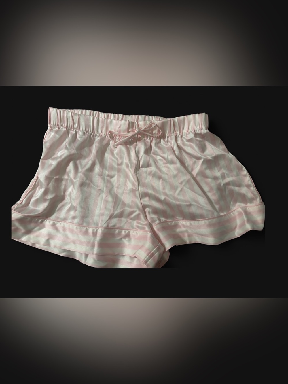 Victoria's Secret Pale Pink & White Striped Satin Pajama Shorts